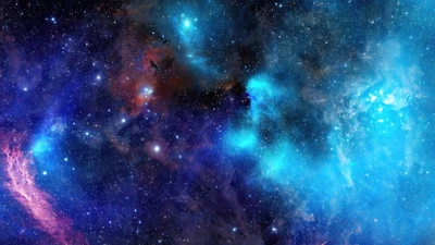 Nebulosa vibrante e estrelas na galáxia de Andrômeda