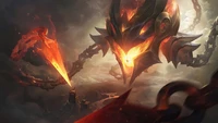 Infernal Vel'Koz: Fiery Desolation in League of Legends Splash Art