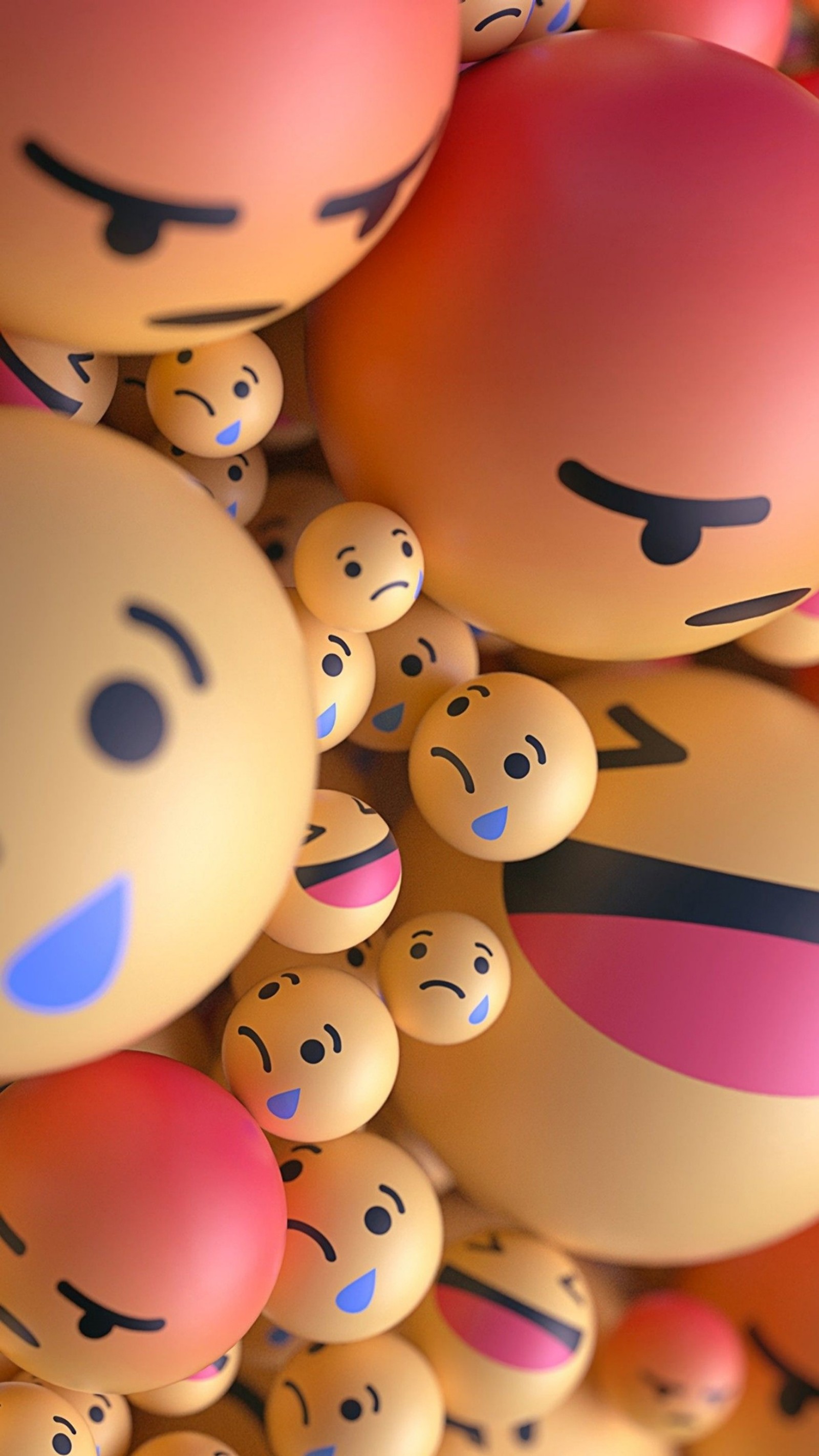 A close up of a bunch of balloons with faces on them (smiley, emoji, emoticon, light, yellow)