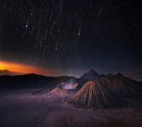 Noche estrellada sobre paisaje volcánico en Belgrado