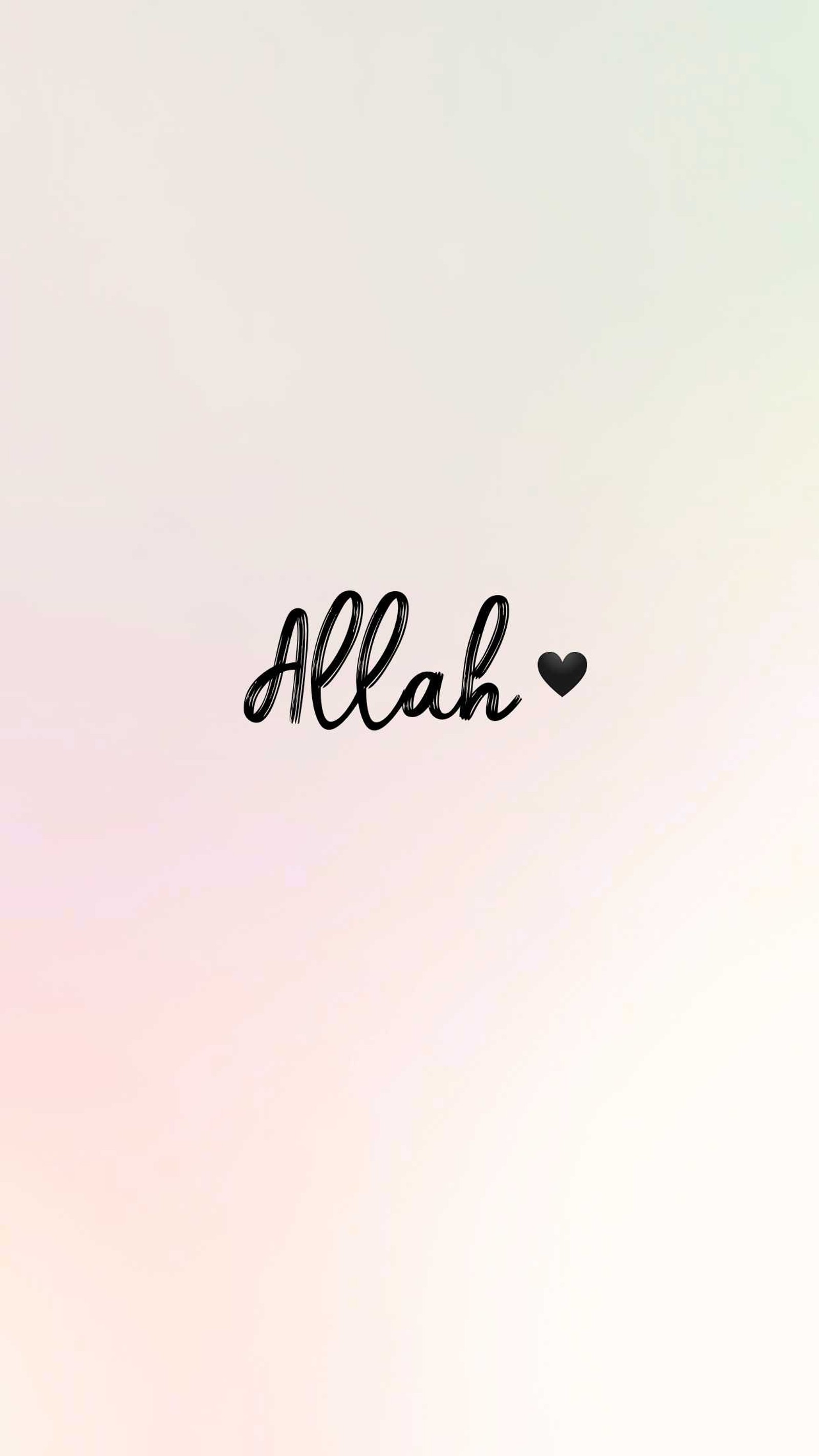 There is a picture of a pink and white wallpaper with a heart (allah, black, blank, love, motivation)