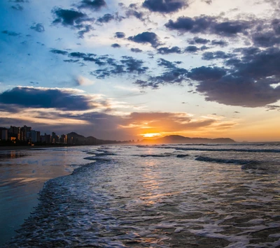 praia, nuvens, paisagem, sol, nascer do sol