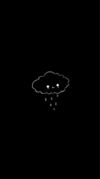 negro, caricatura, nube, llorando, triste