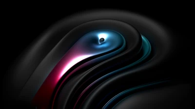 Vagues abstraites fluides sur fond noir - Fond d'écran AMOLED 4K