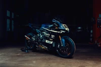 motorcycle, yamaha motor company, sport bike, automotive tire, night wallpaper