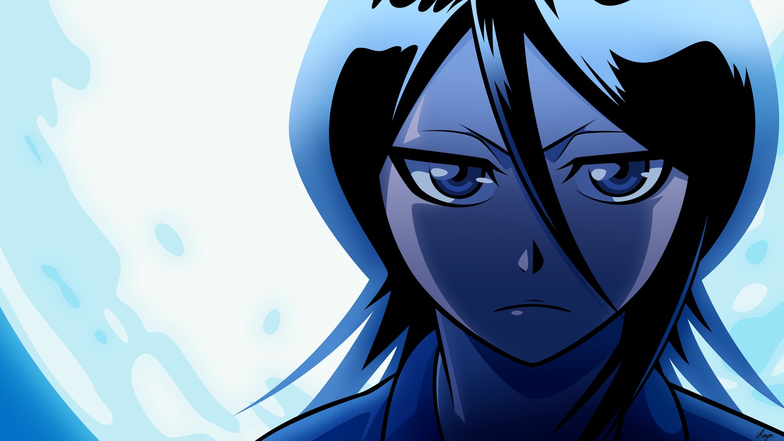 Anime, anime-mädchen, schwarze haare, blaue augen. (rukia kuchiki, bleach, seelenernter, anime, 4k hintergrund)