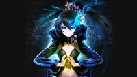 Black Rock Shooter : Fille animee empowerée dans une aura électrique