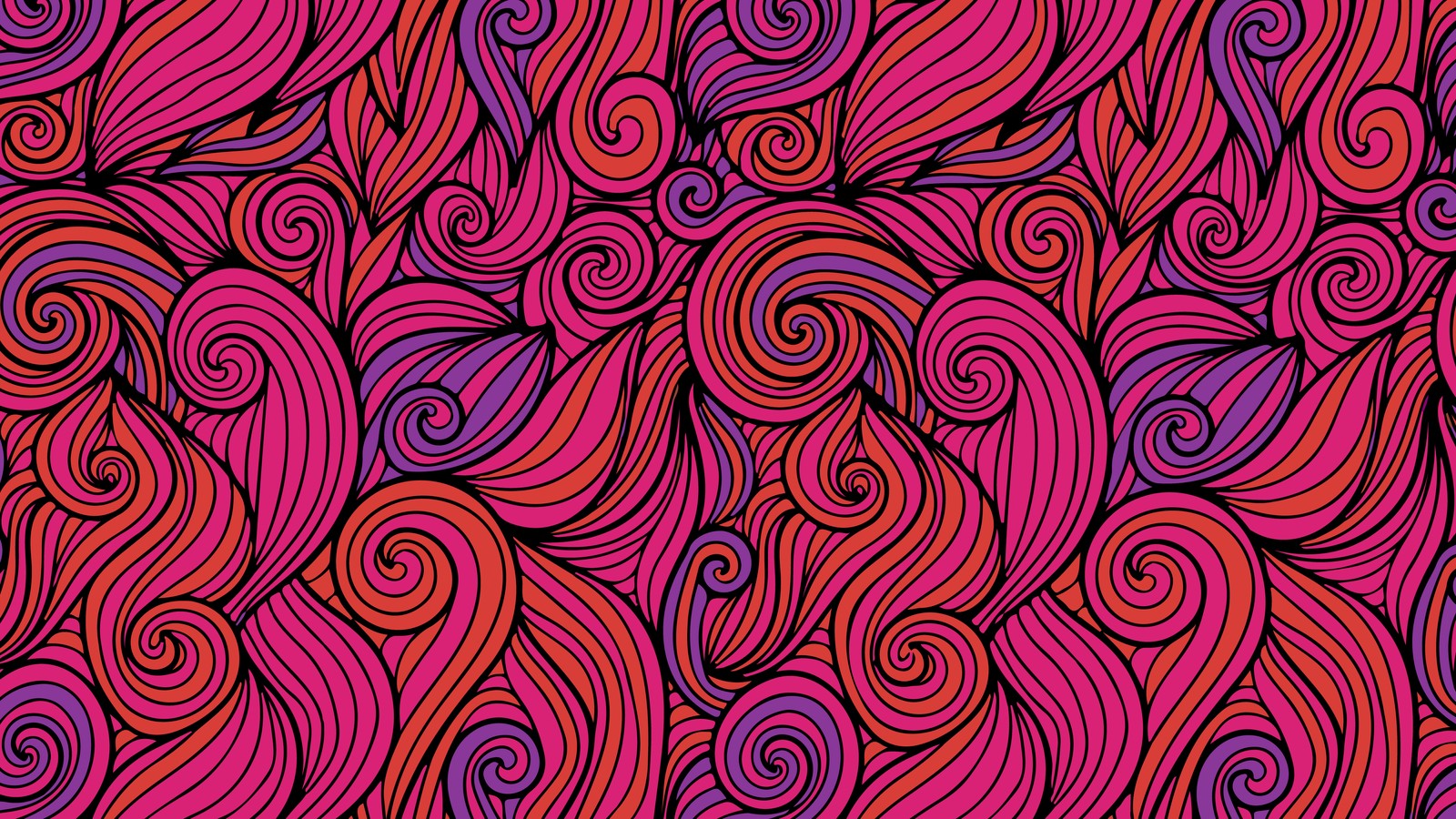 A colorful pattern with swirls and lines (pattern, colorfulness, textile, art, pink)