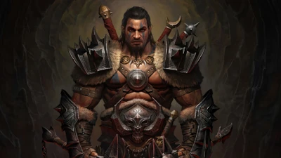 Fierce Barbarian Warrior in Diablo Immortal