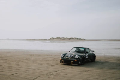 Classic Motorsport: A Porsche 911 Drifting on Sandy Shores