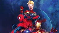 Dynamic Trio: Spider-Man, Iron Man, and Captain Marvel Unite