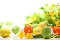 easter egg, yellow, easter, grass, food wallpaper