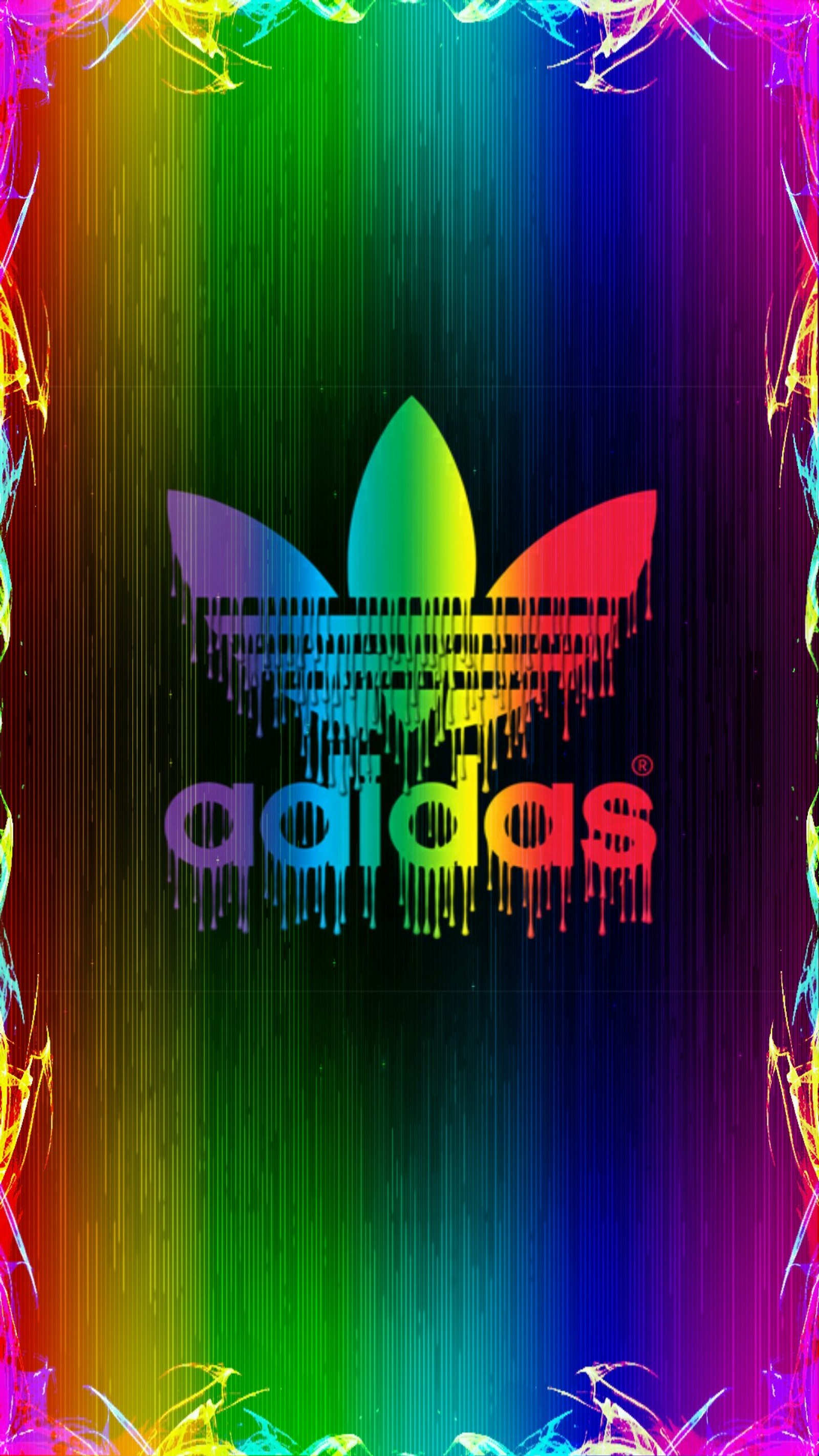 A close up of a colorful adidas logo on a colorful background (adidas, bund)