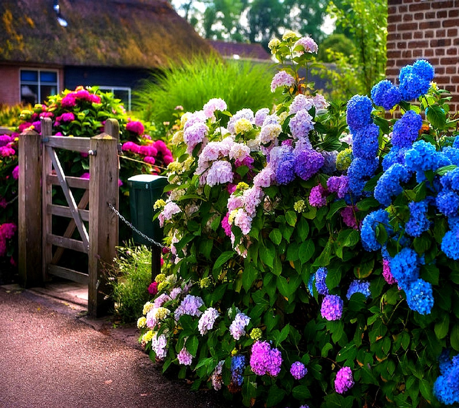 There are many different colored flowers growing in the garden (nature)