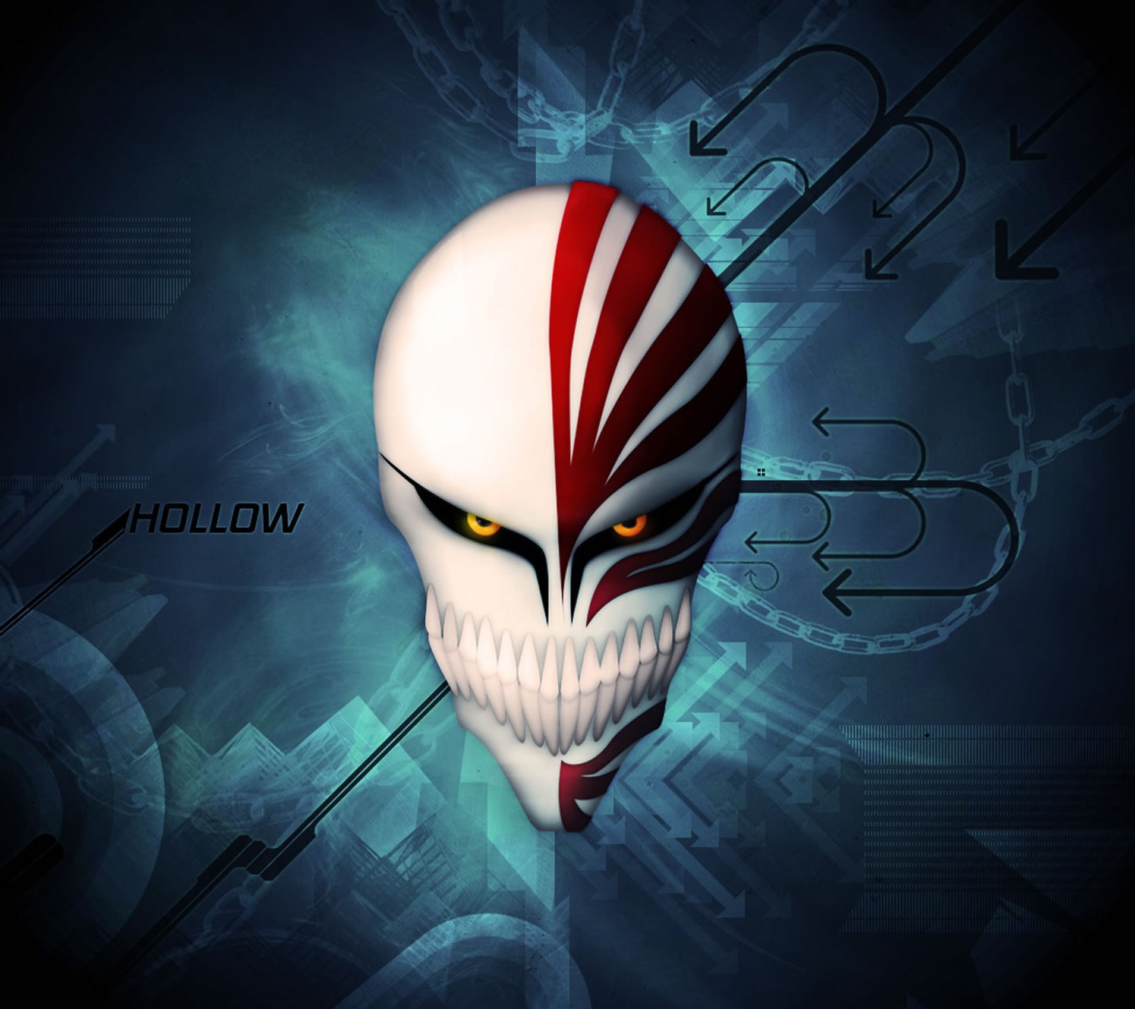 A close up of a mask with a red and white stripe on it (bleach, hollow, ichigo, mask)