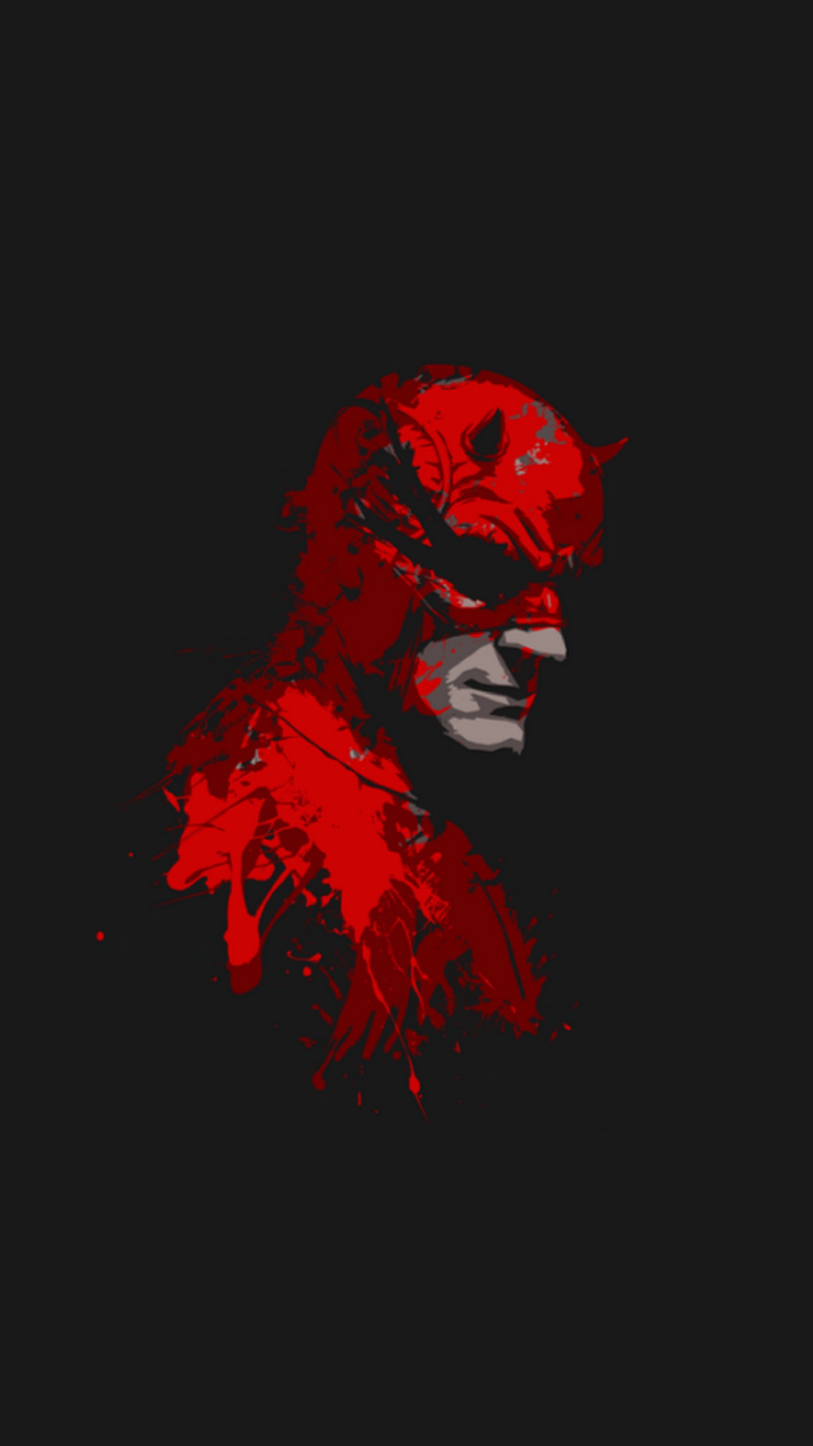 Primer plano de una persona usando una máscara roja (cómics, daredevil, dd, marvel, murdock)