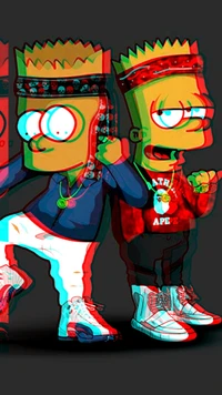 Bart Simpson 3D en vêtements de rue BAPE Fond d'écran