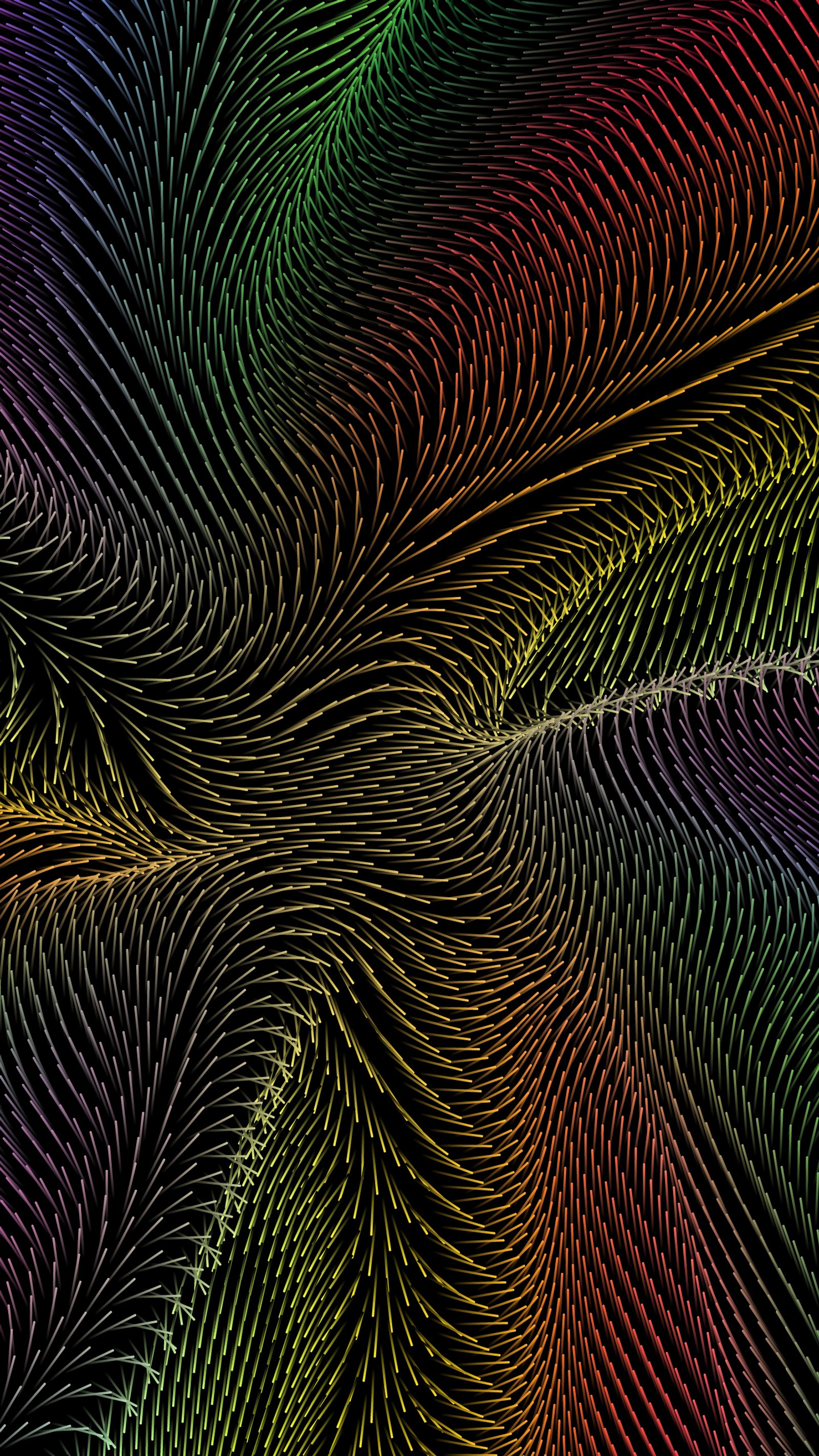 Um close em um padrão colorido de linhas e cores (3d, abstrato, colorido, metal, s8)