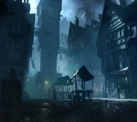 Desolate Cityscape: Shadows of a Ruined Medieval Town