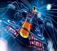 Динамичный автомобиль Red Bull Racing в движении с эффектами скорости