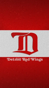 Logo des Detroit Red Wings sur un fond rouge et blanc