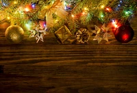 Festive Christmas Decorations Under Glowing Lights