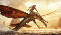 Jake Sully Riding a Flying Creature in Avatar: The Way of Water