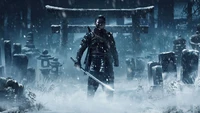 Jin Sakai: The Resolute Samurai Amidst a Snowy Battlefield