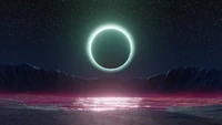 eclipse lunar, arte digital, noche, escenario