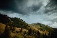 mountainous landforms, green, hill, sky, cloud wallpaper