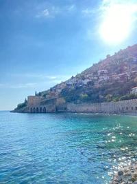 Azure Waters and Kızılkule Under a Clear Turkish Sky