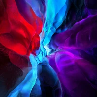 Olas abstractas vibrantes en rojo y azul para iPad Pro fondo de pantalla 4K