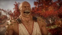 Baraka aus Mortal Kombat 11 in einer lebhaften Herbstlandschaft