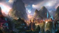 Mythical Mountain Landscape in a Fantasy World