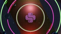 Stilisierte Python-Logo auf einem futuristischen Hintergrund