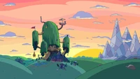 Hora de aventuras: Casa del árbol al atardecer