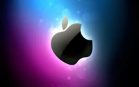 Logo Apple néon sur un fond dégradé vibrant