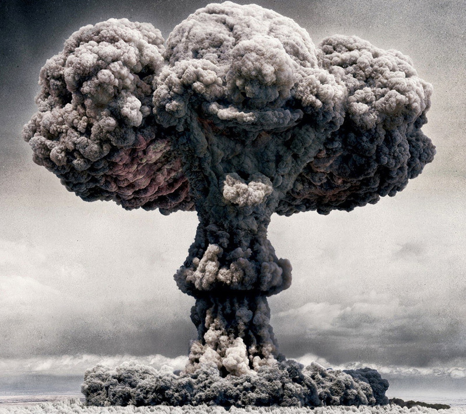 A close up of a mushroom cloud with a sky background (2160x1920, wallpaper)