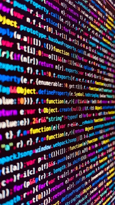 Code vibrant sur un écran de smartphone, 2019