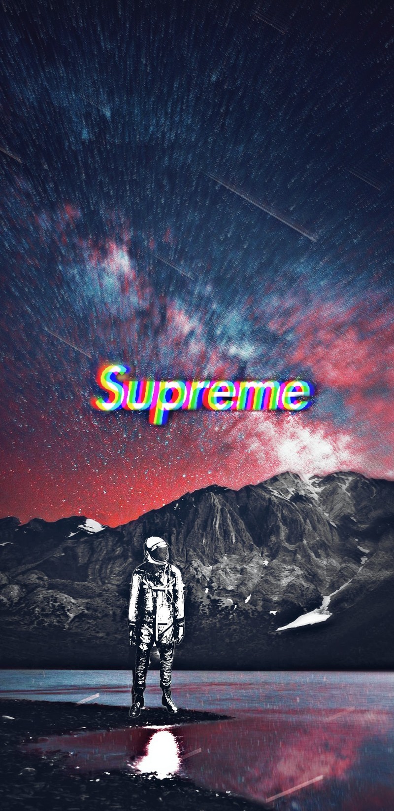 Крупный план человека, стоящего на пляже у горы (космос, supreme)