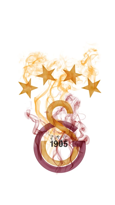 Logo de Galatasaray 1905 avec de la fumée et des étoiles