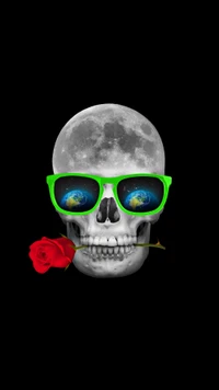 Cosmic Skull with Rose and Starry Eyewear