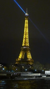 licht, nacht, paris, turm