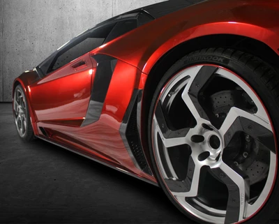 Lamborghini rouge élégant avec un design audacieux et des roues sportives