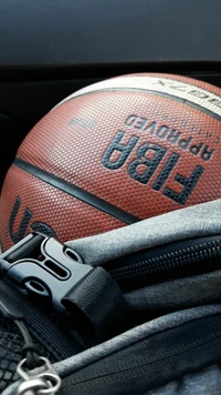 FIHBA Approved Basketball Resting in a Sports Bag