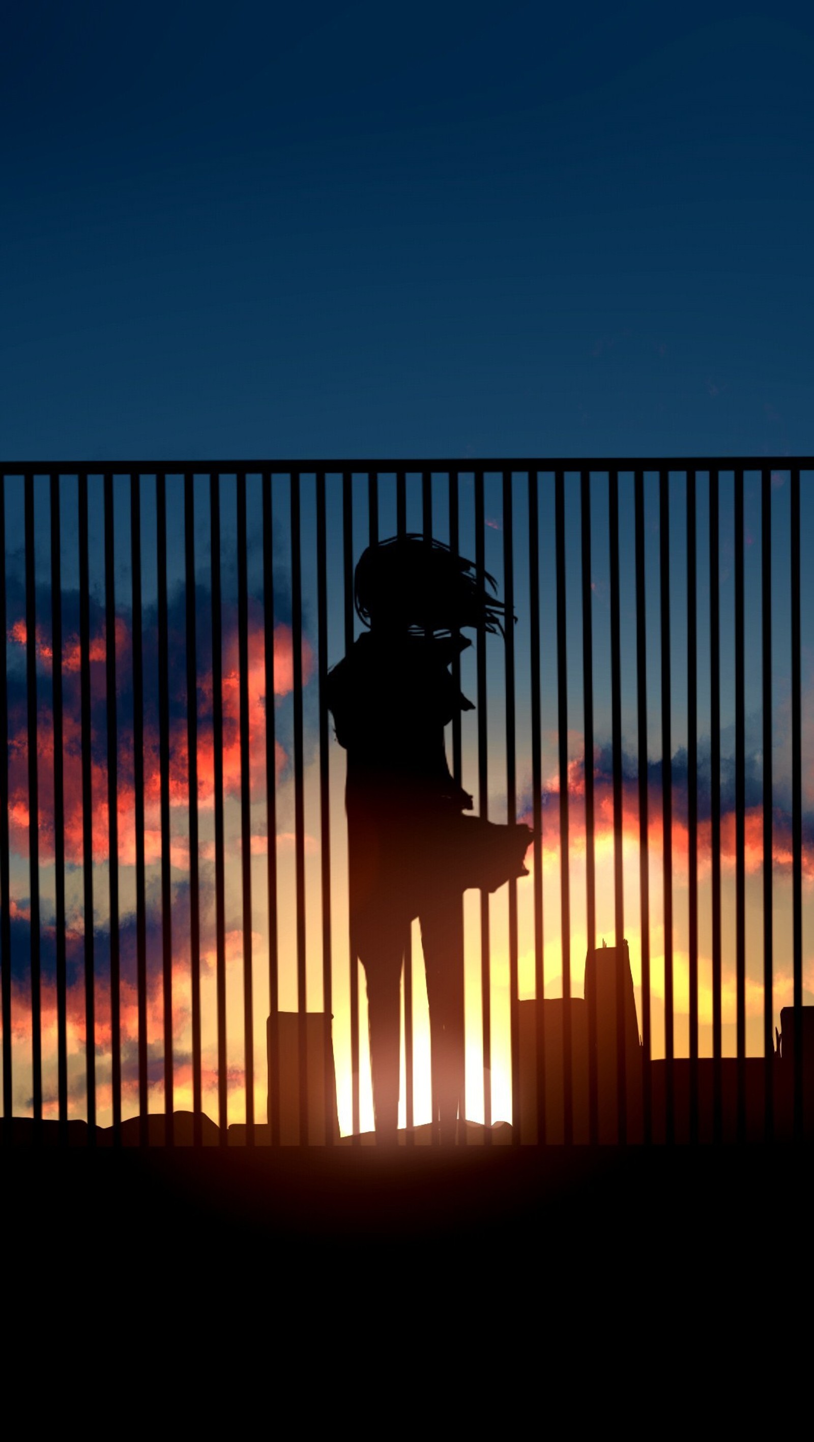 build, cloud, girl, shadow, sunrise Download Wallpaper