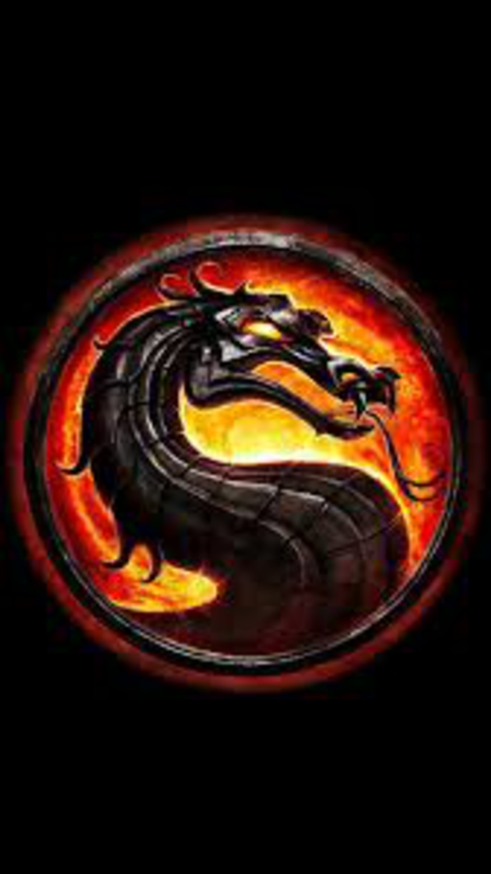 A black and red dragon emblem on a black background (dragon, logo, mortal kombat)