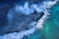 Dynamic Coastal Landscape with Waves and Mist