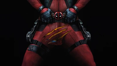 Deadpools ikonischer Anzug mit Kratzern von Wolverines Klauen - Konzeptkunst für Deadpool 3