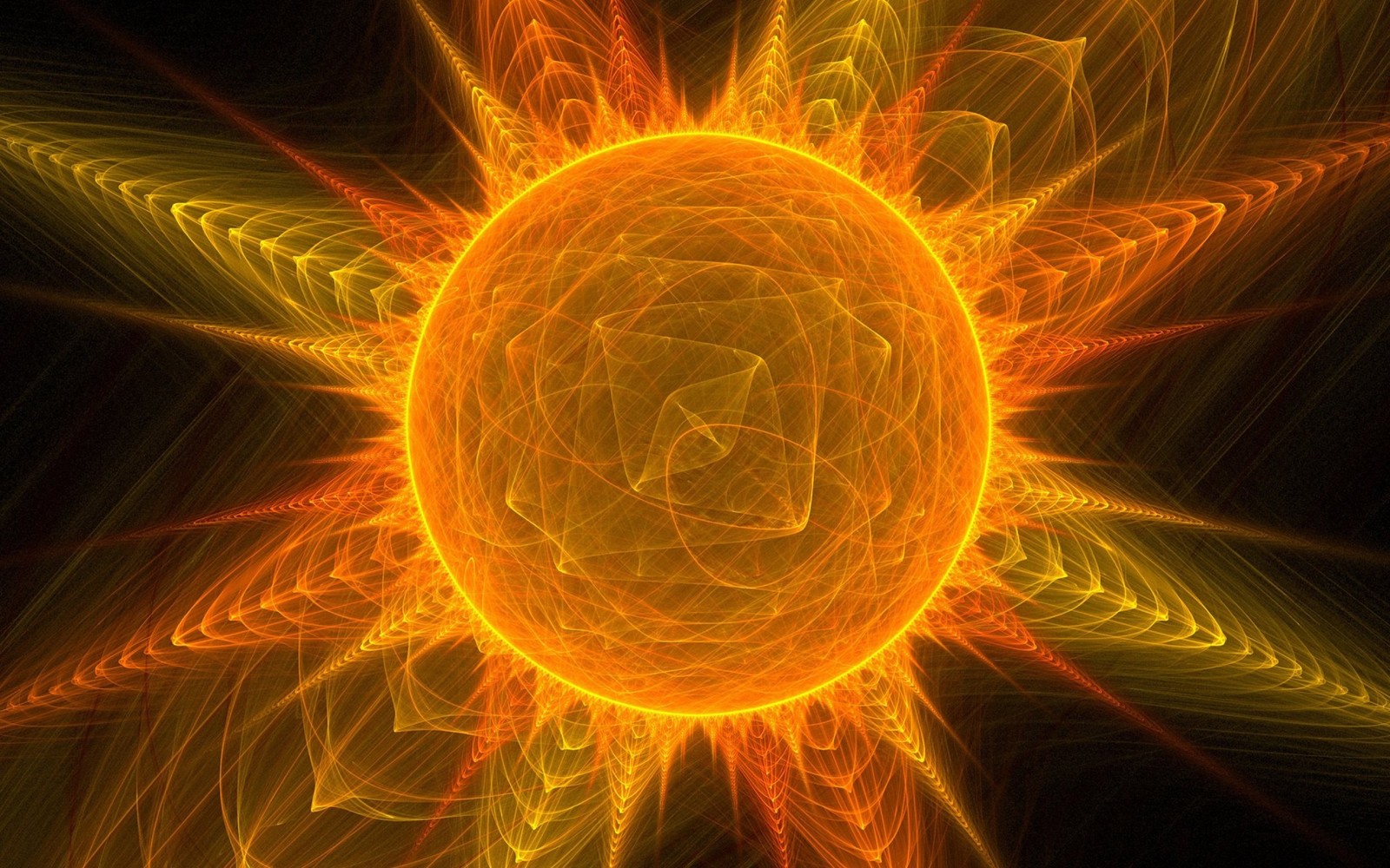 Descargar fondo de pantalla arte fractal, naranja, espacio, simetría, círculo